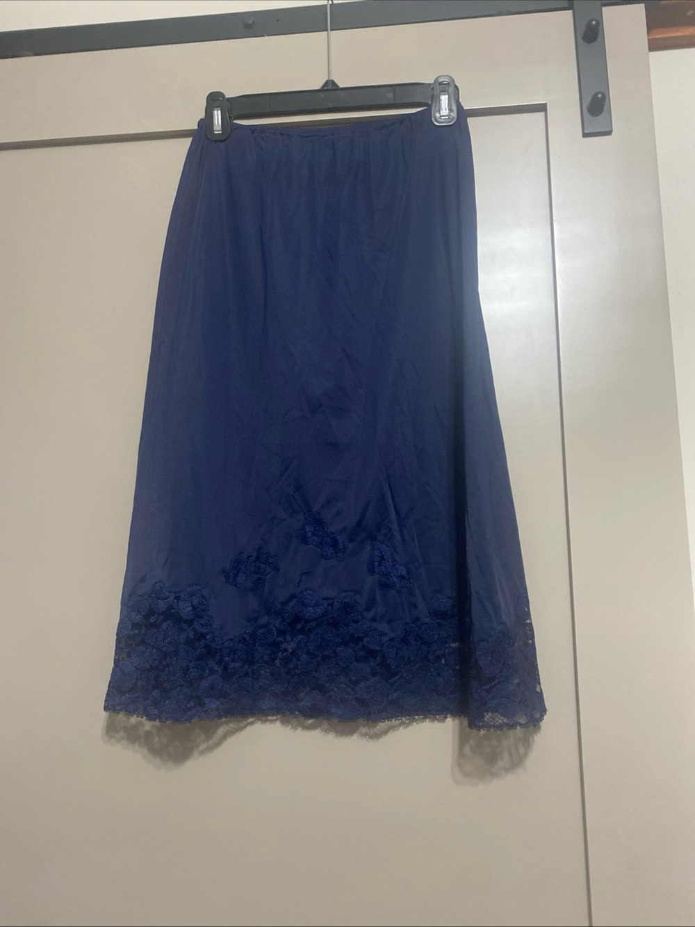 Vintage 70/80’s Navy Lace-Hem Slip Skirt